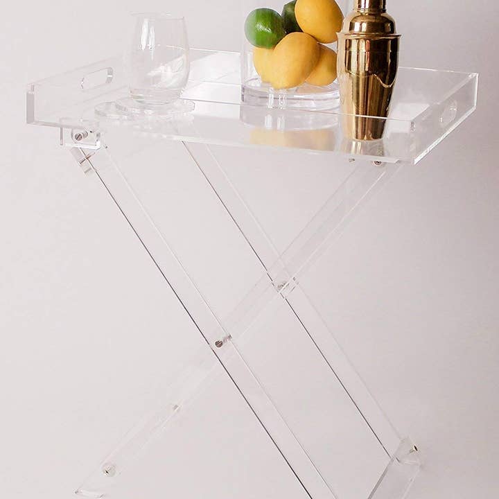 Acrylic Foldable Tray Side Table with Side Handles