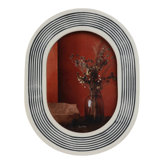 Oval Etched Lines Photo Frame