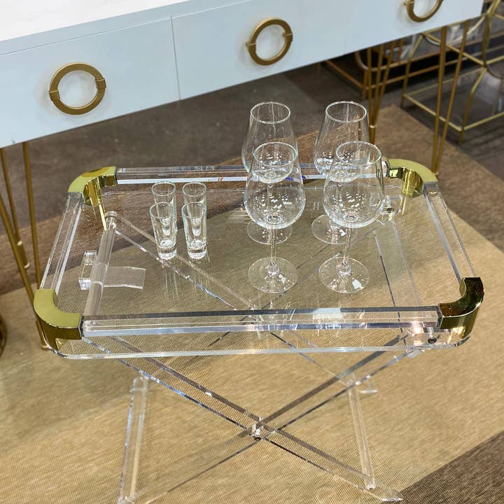 Acrylic Foldable Tray Side Table with Edges