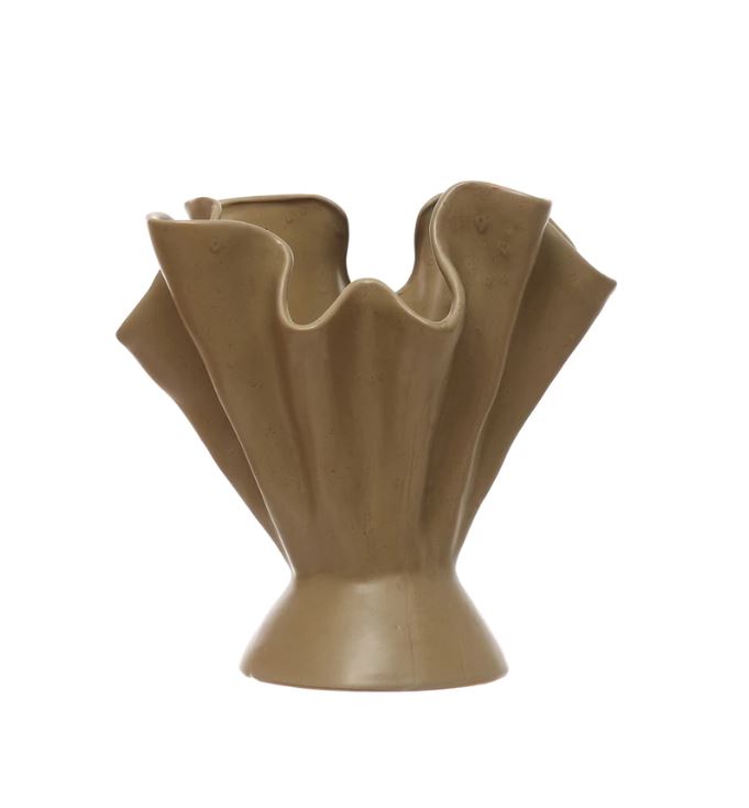 Stoneware Ruffled Vase