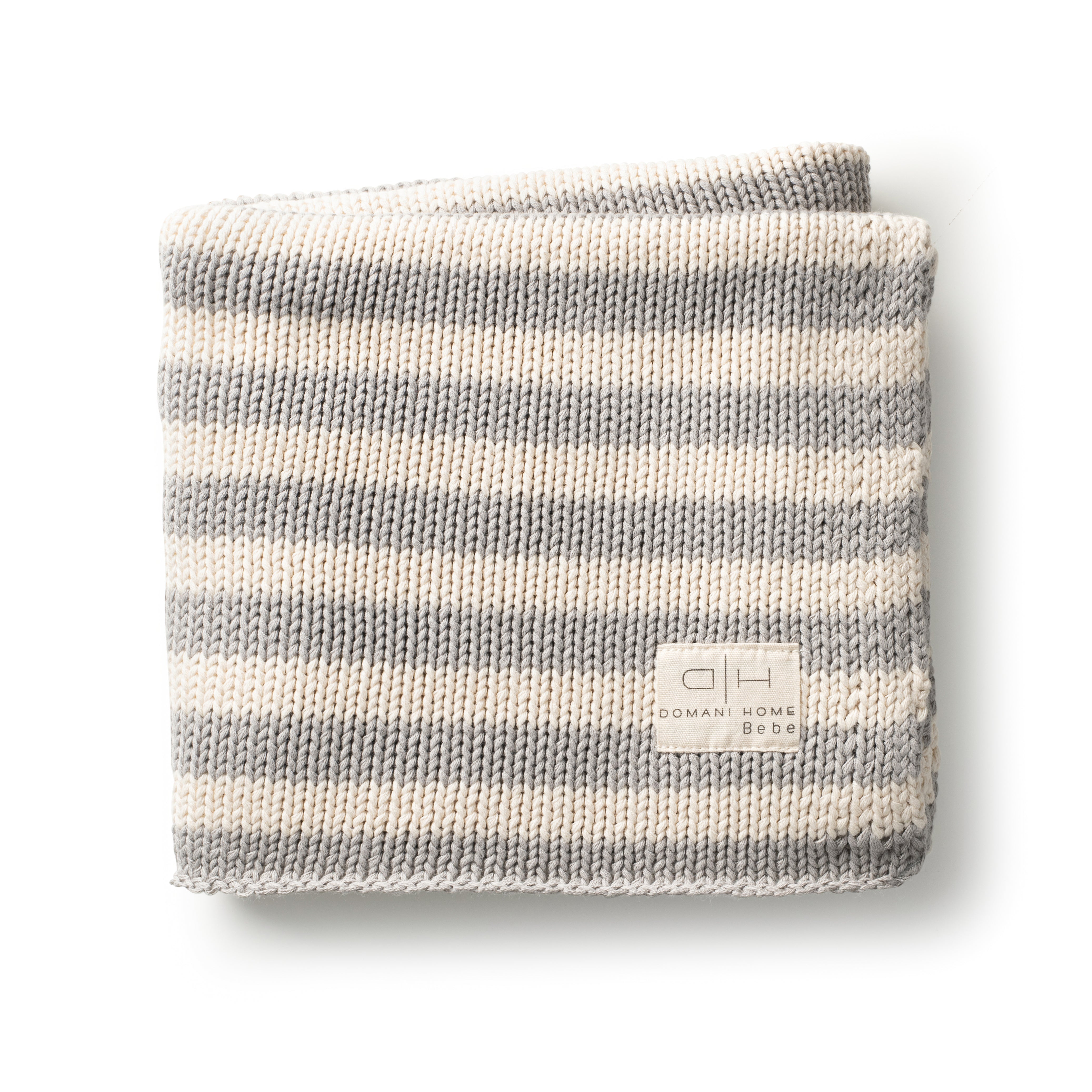 DH Iconic Stripe Knit Baby Blanket Cool Grey