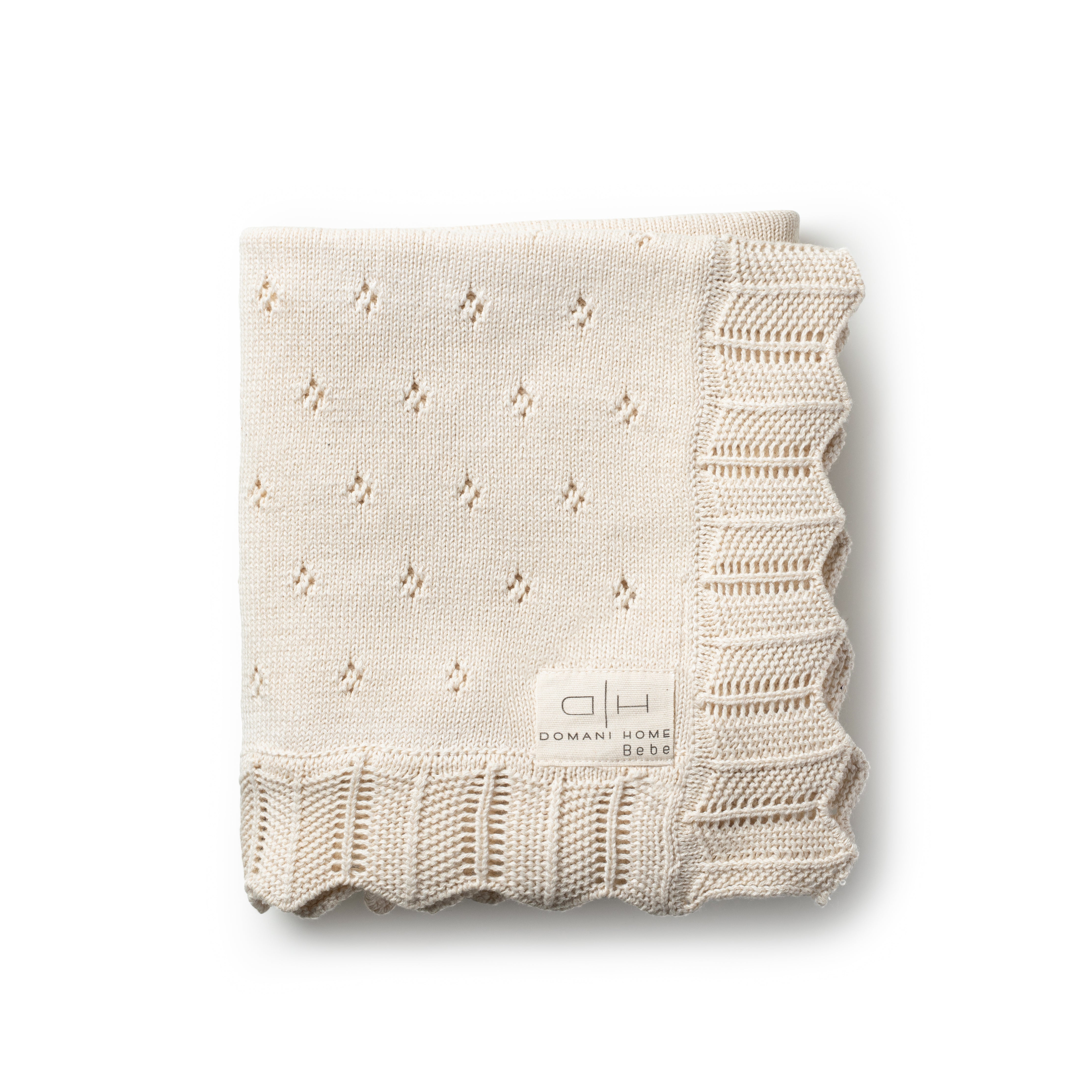 DH Scalloped Pointelle Blanket Natural