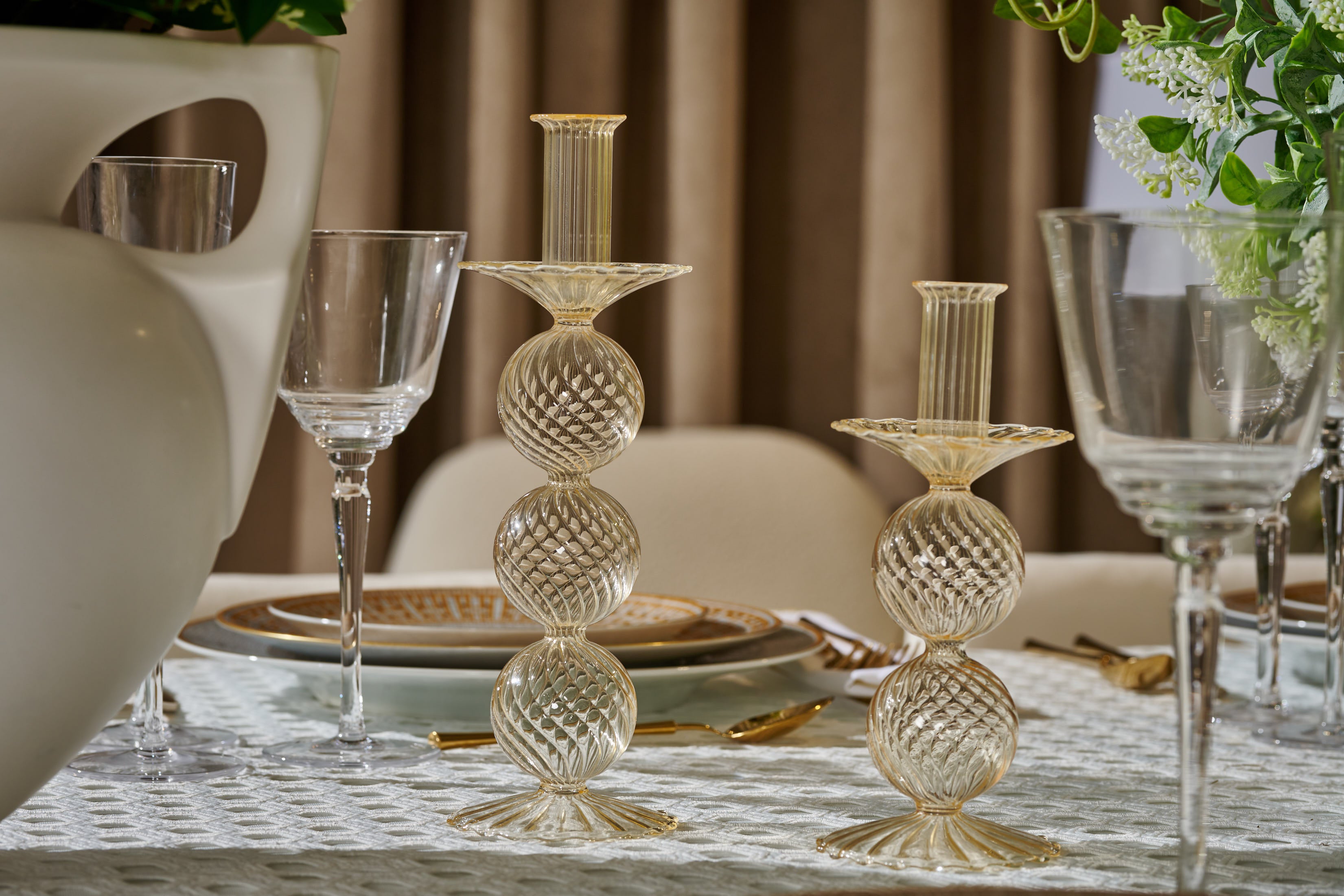 Iris Champagne  Candlestick Set of 2