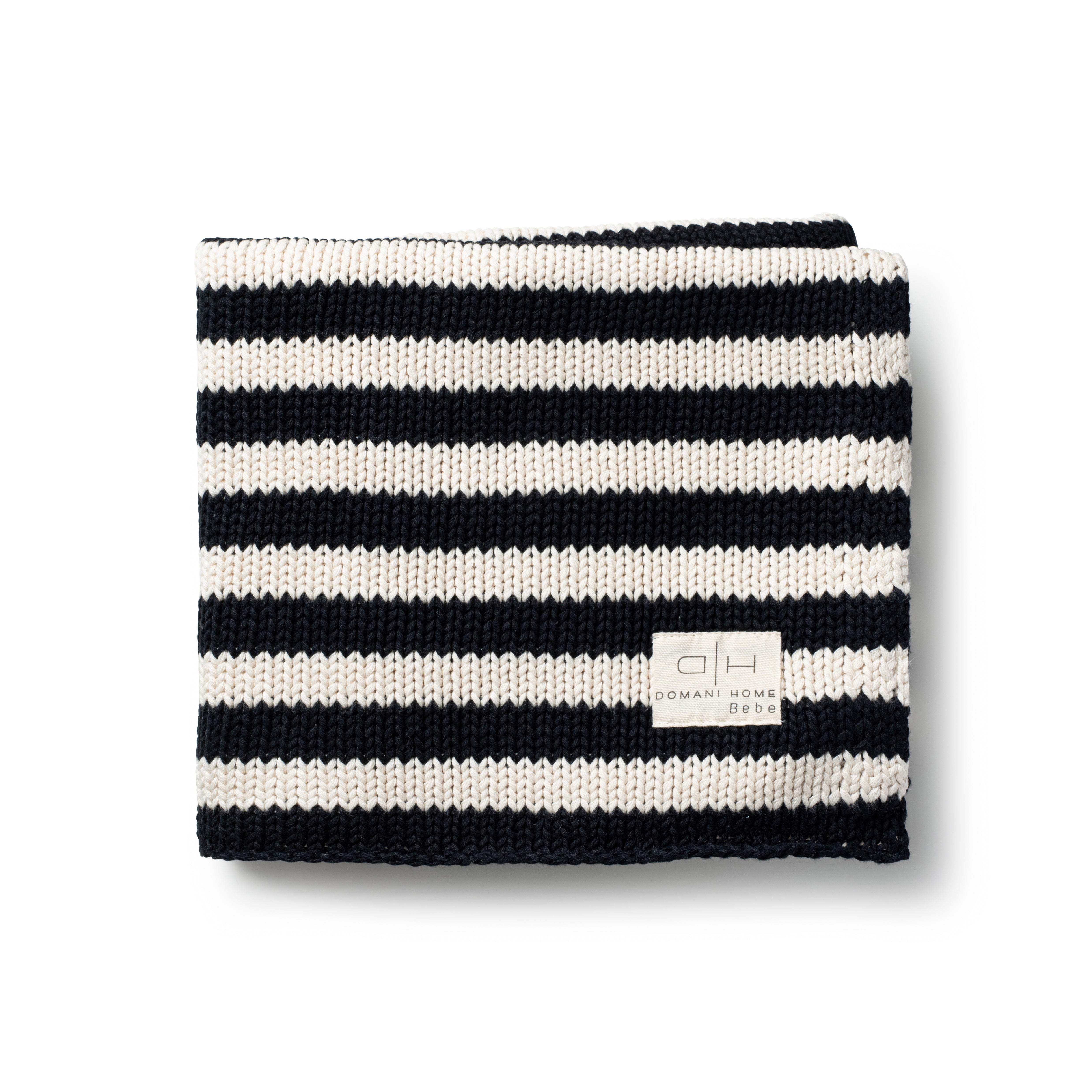 DH Iconic Stripe Knit Baby Blanket Black