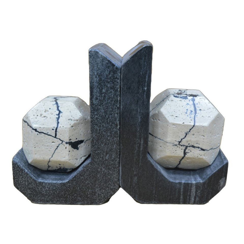 Gorda Crackle Travertine & Marble Bookends