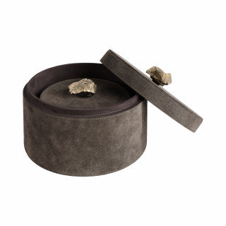 Harare Suede Boxes With Stone Knob Set of 2