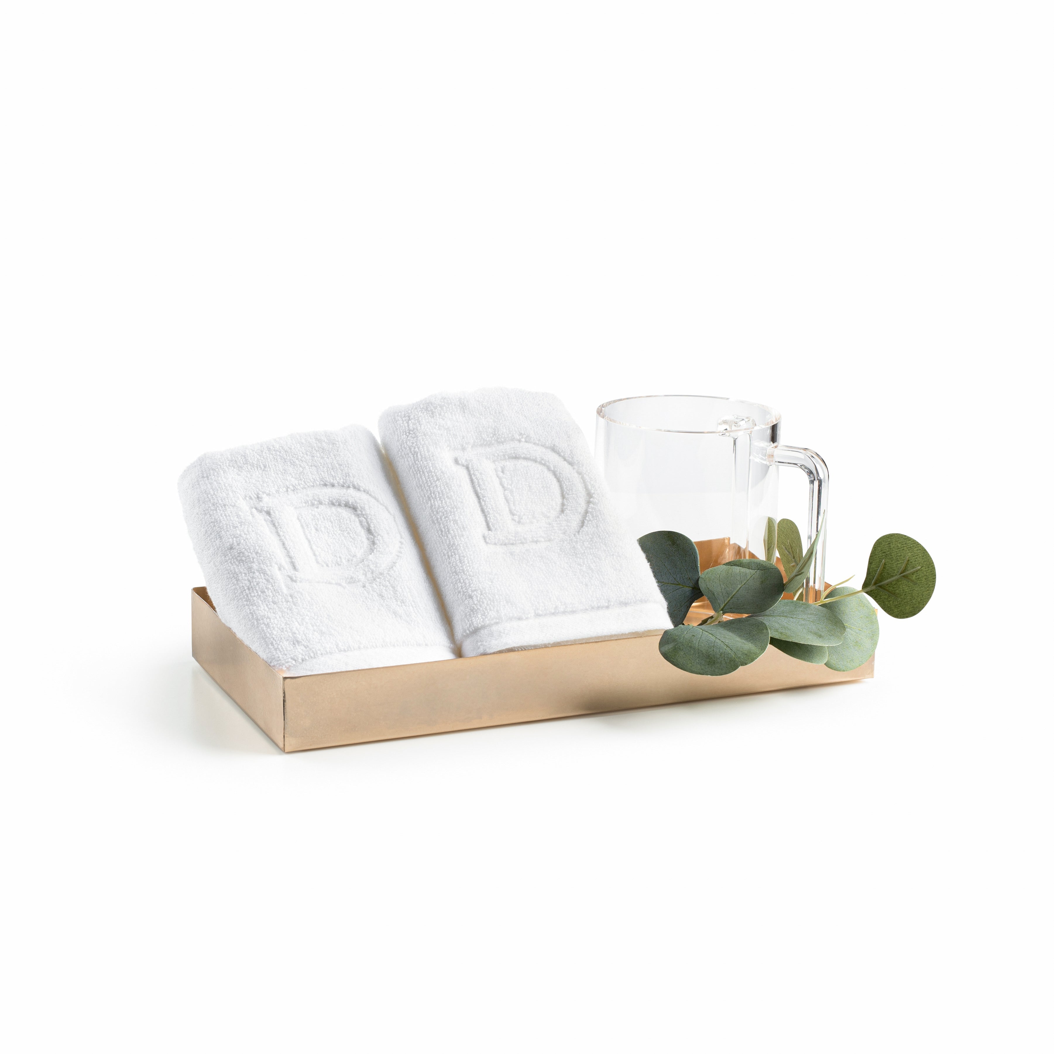 Gold Monogramed Towel Tray Set