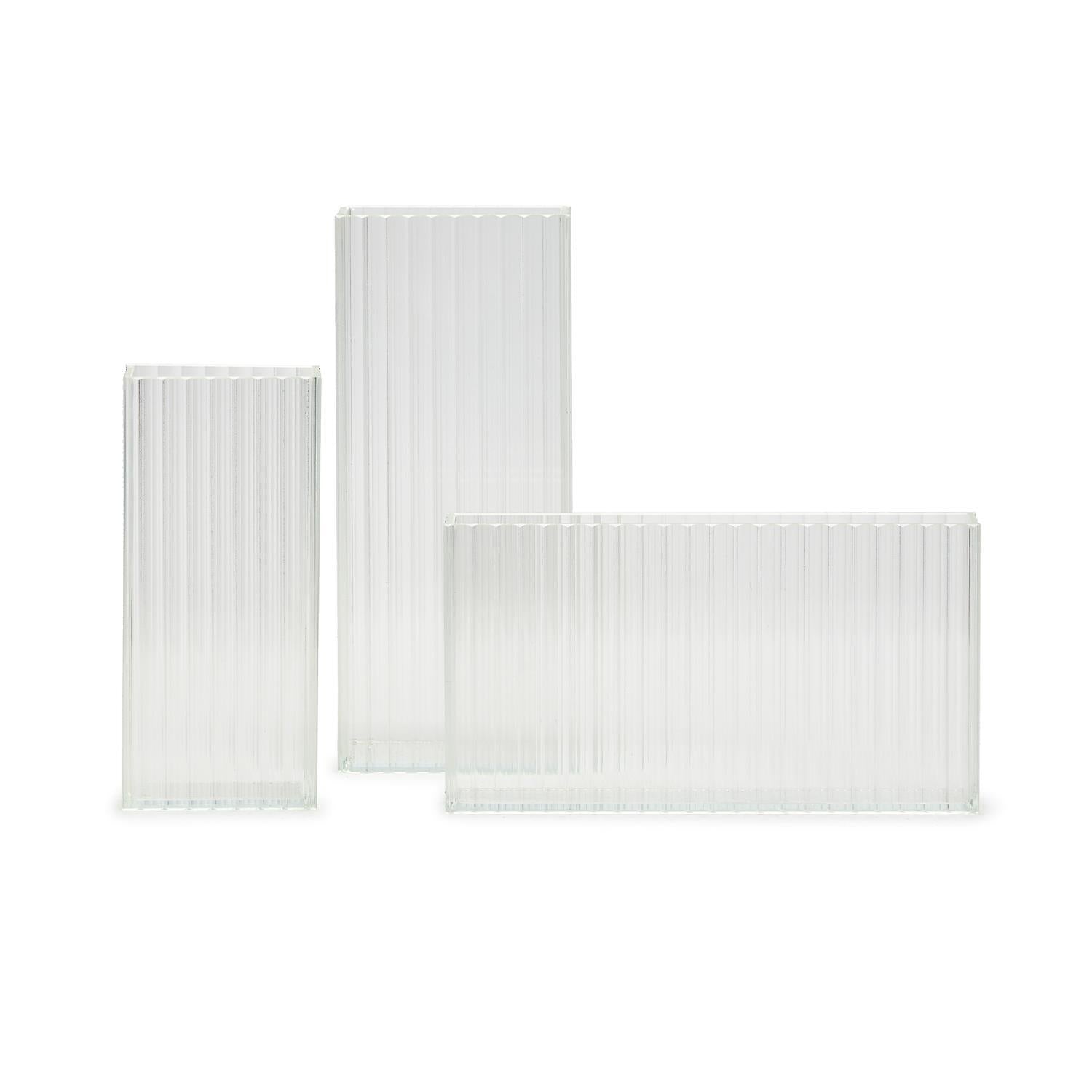 Reeded Ribbed Vases Set Of 3