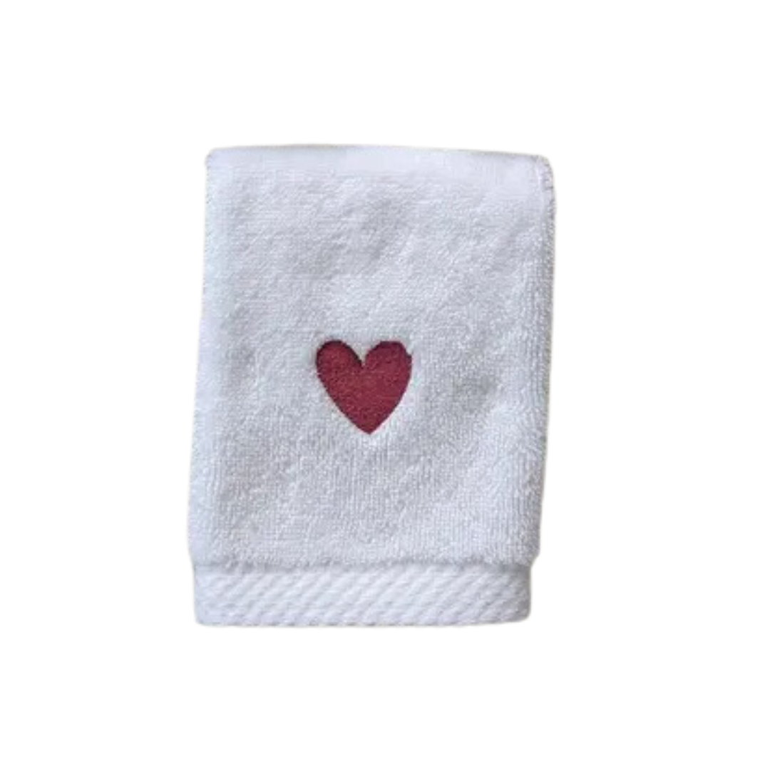 Embroidered Heart Face Towels