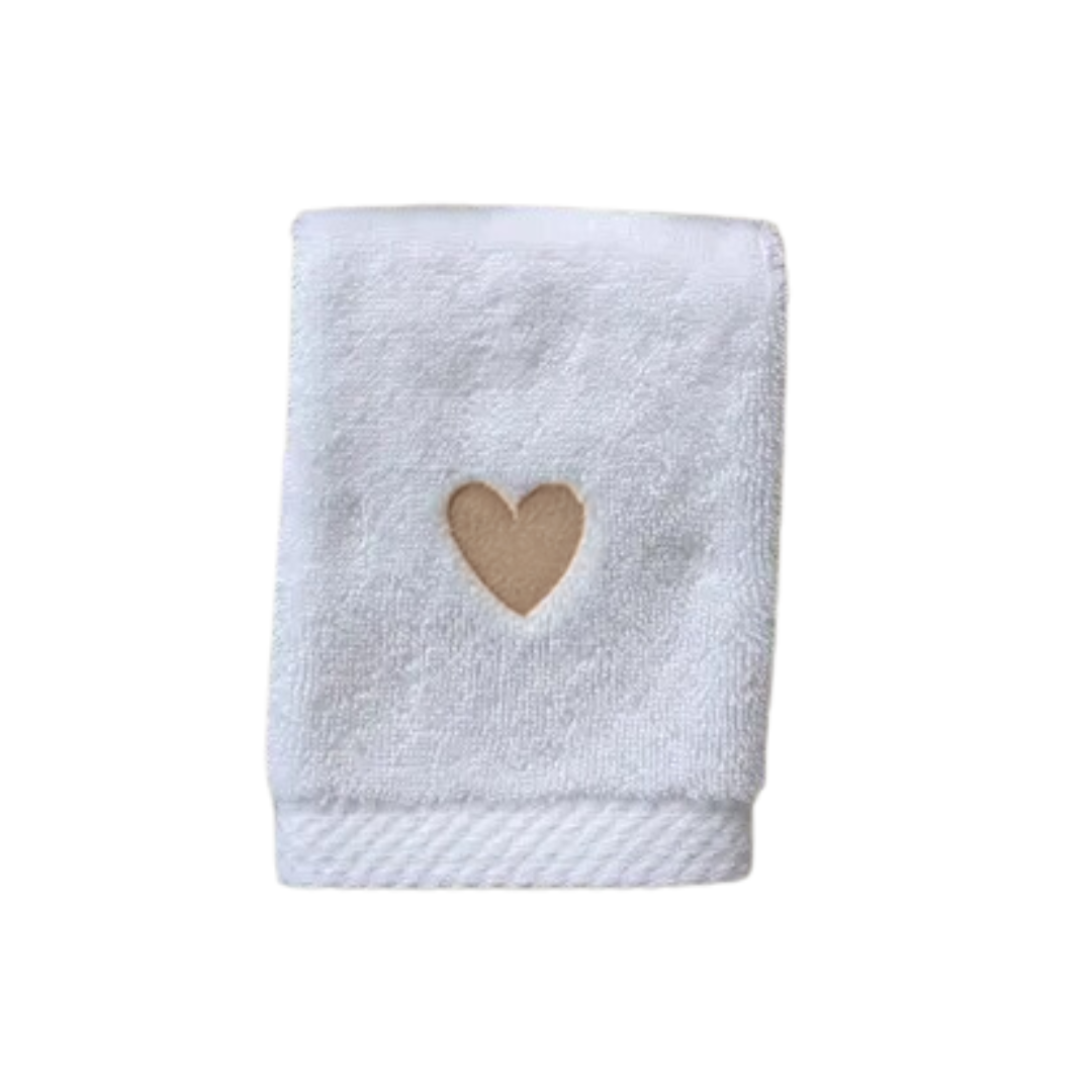 Embroidered Heart Face Towels