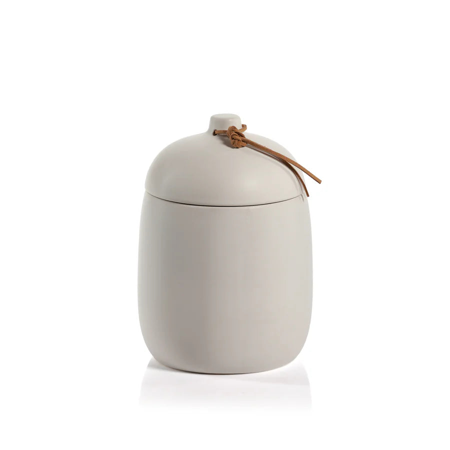 Prado Ceramic Canister with Leather Tie