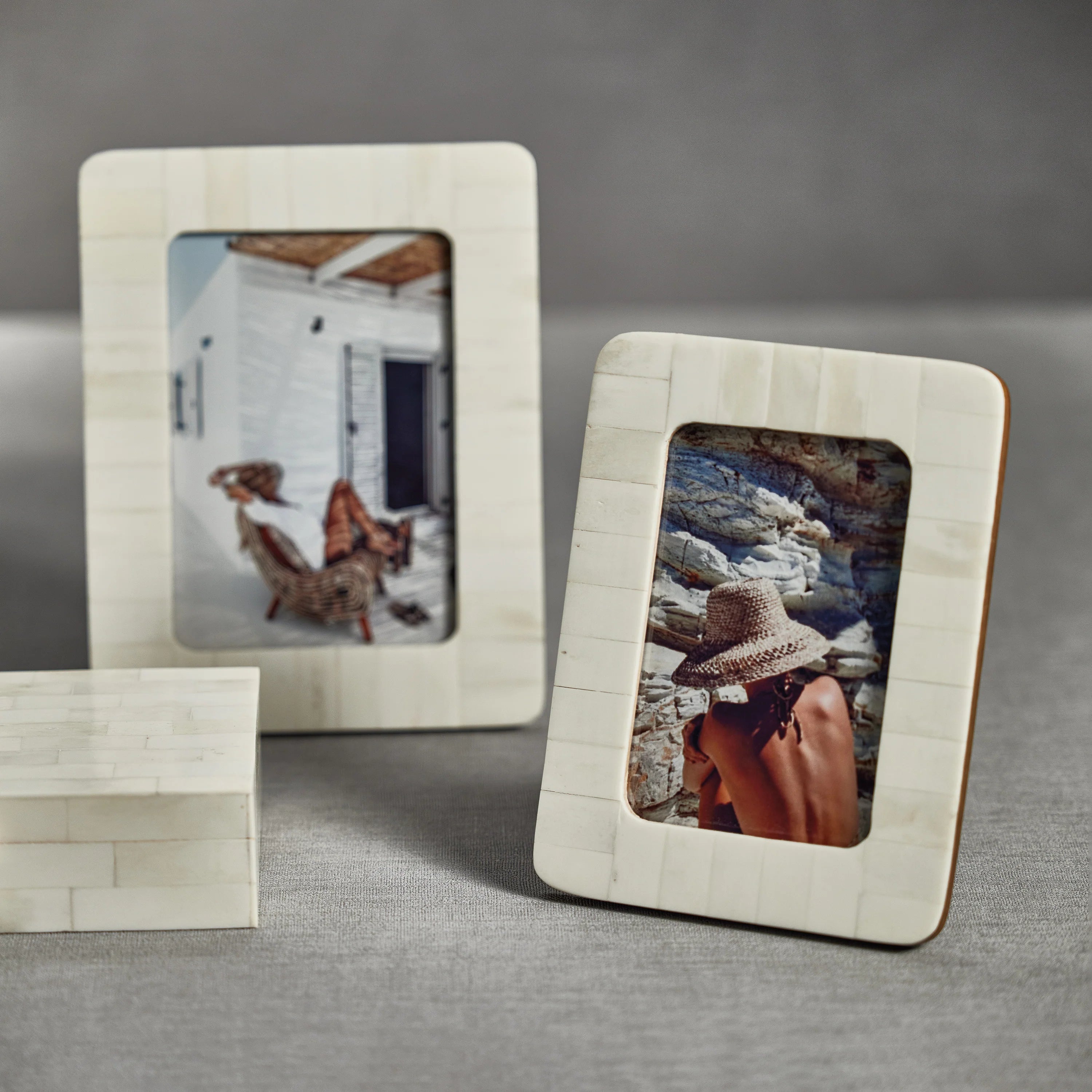 Côte d'Ivoire White Bone Inlay Photo Frame with Rounded Corners