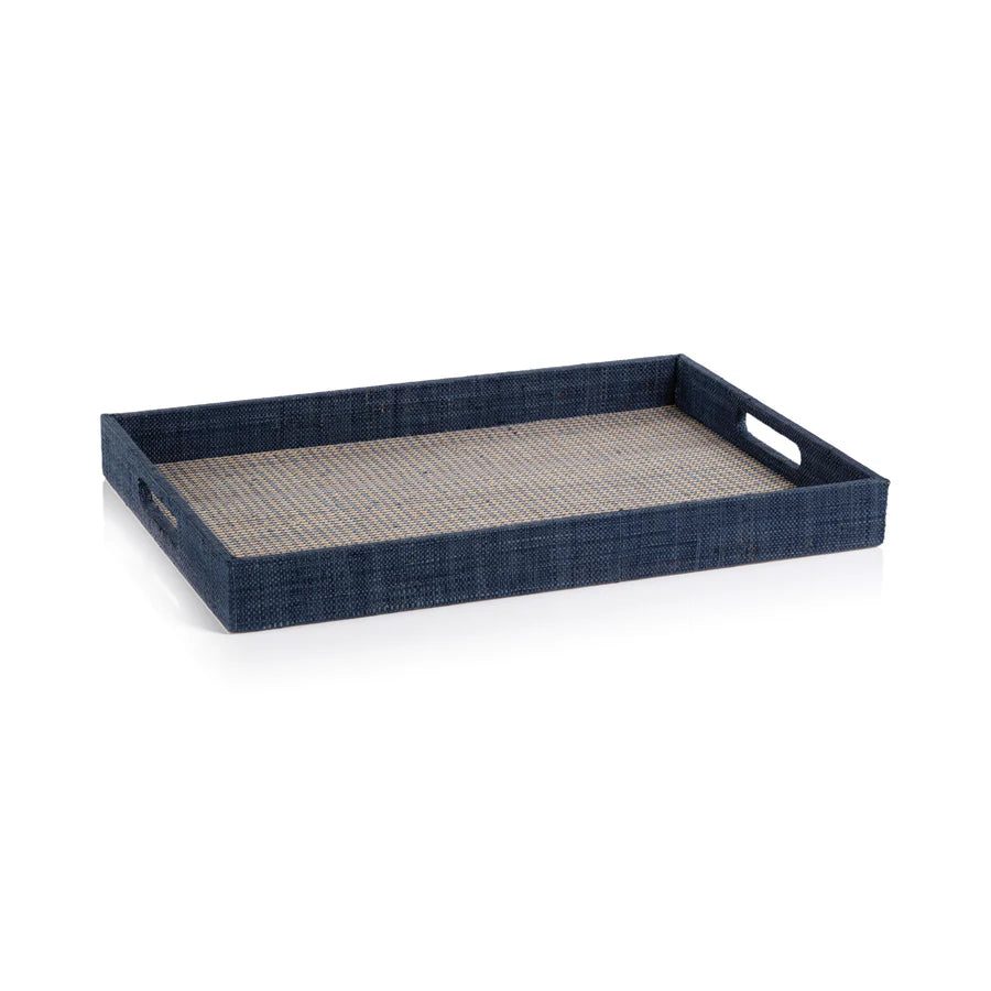 Houndstooth Raffia Tray