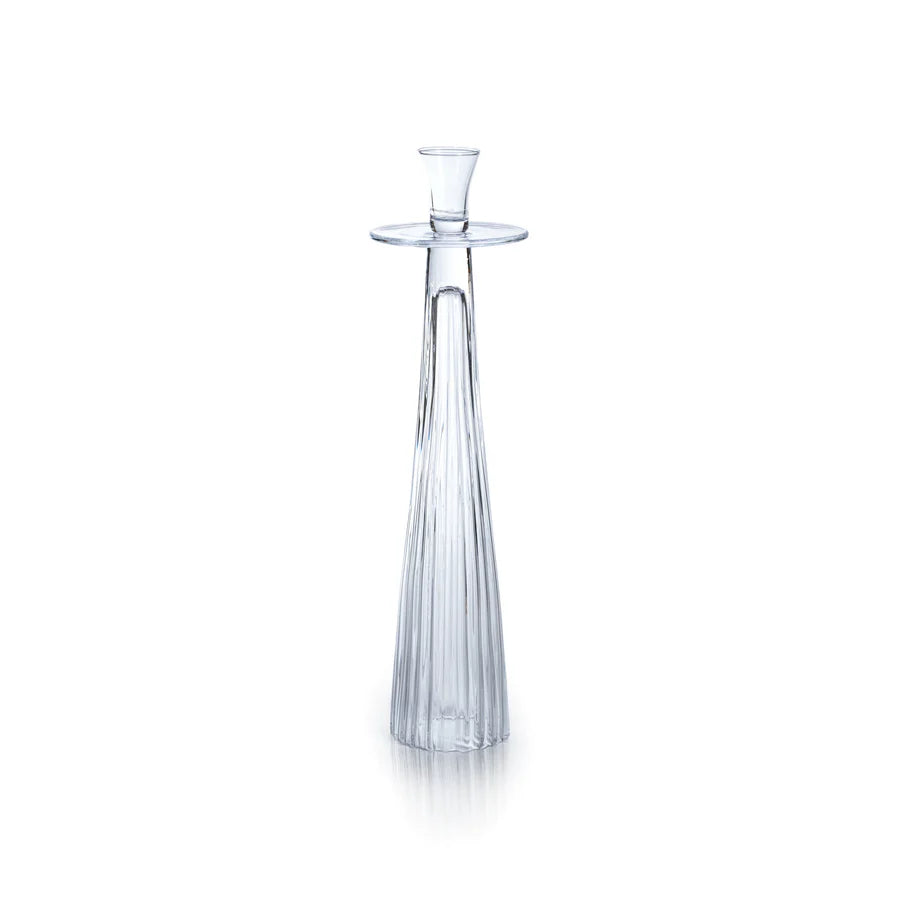 Tall Ribbed Glass Taper Holder