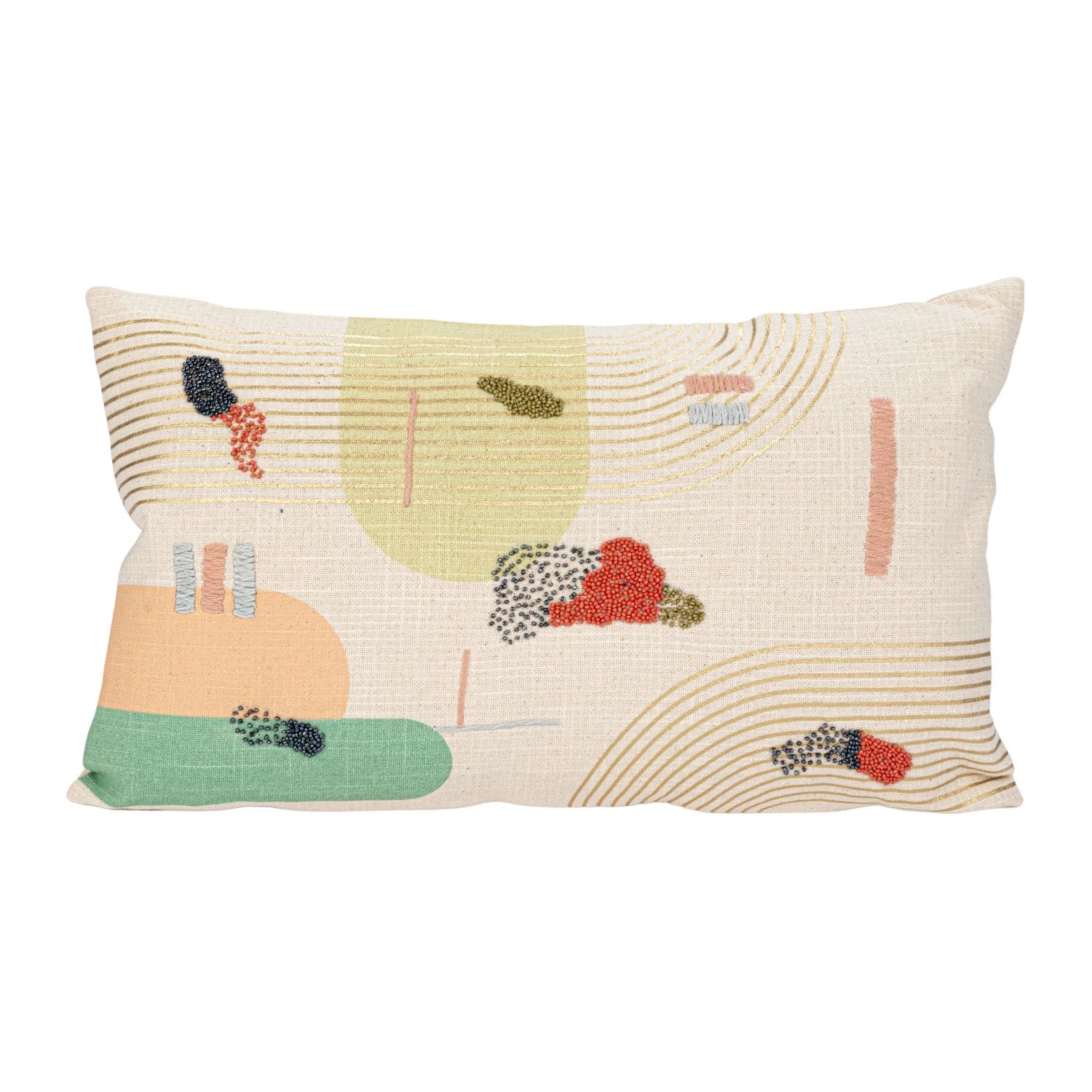 Cotton Slub Printed Lumbar Pillow