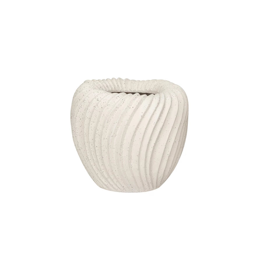 Stoneware Pleated Planter