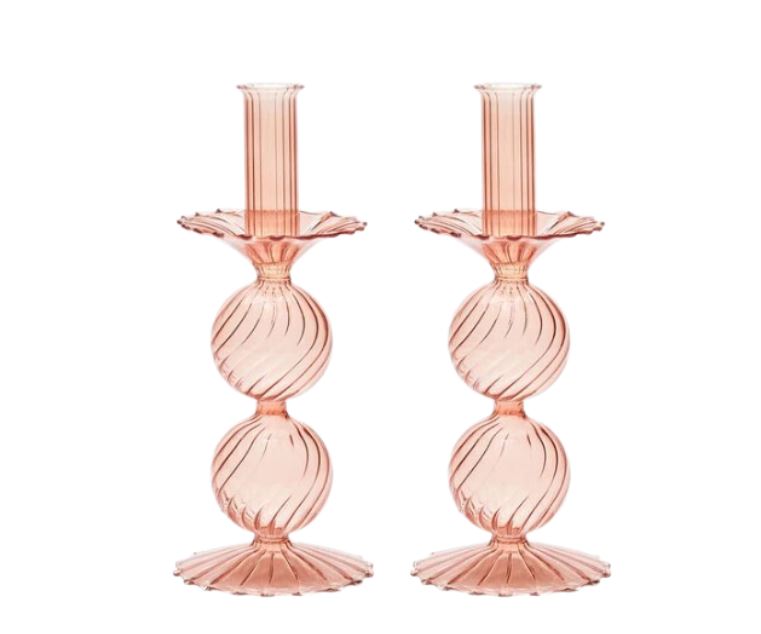 Bella Blush  Candelstick Set of 2