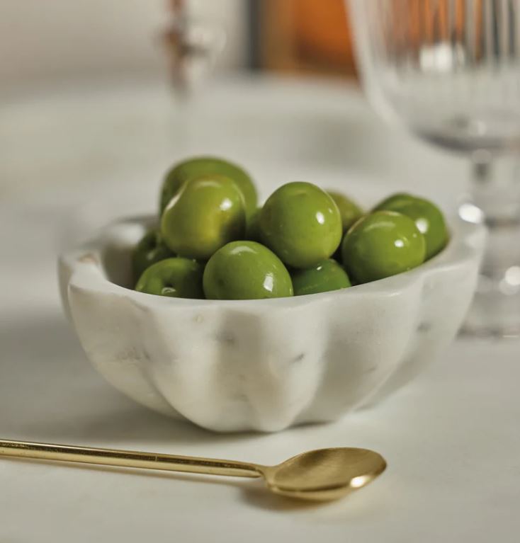 Scalloped Marble Condiment Bowl