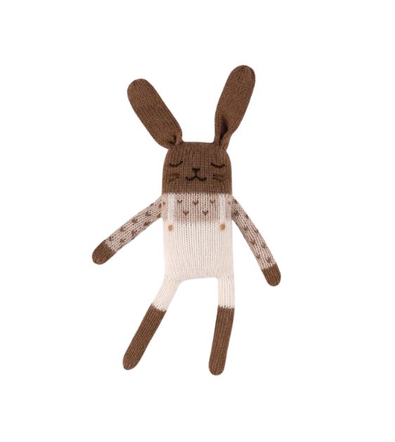 Bunny Knit Toy Ecru  Overalls