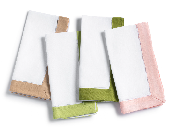 Colored Border Hemstitch Napkins Set of 6