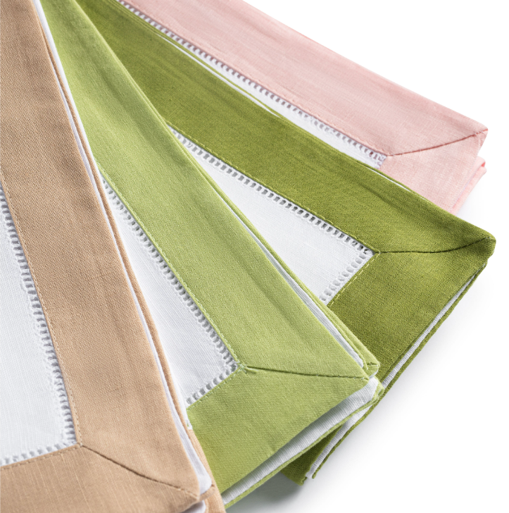 Colored Border Hemstitch Napkins Set of 6