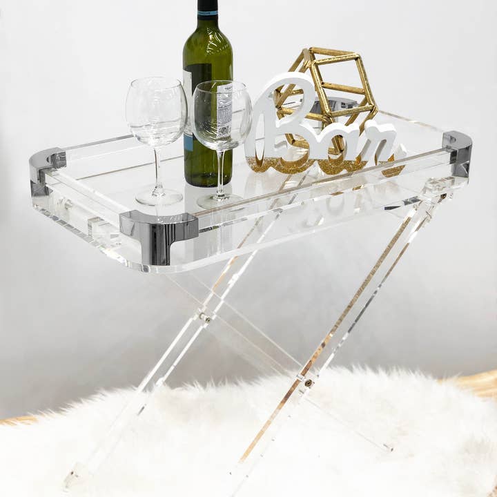 Acrylic Foldable Tray Side Table with Edges