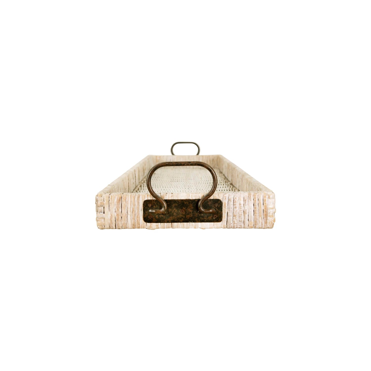 Decorative Rattan Tray with Metal Handles