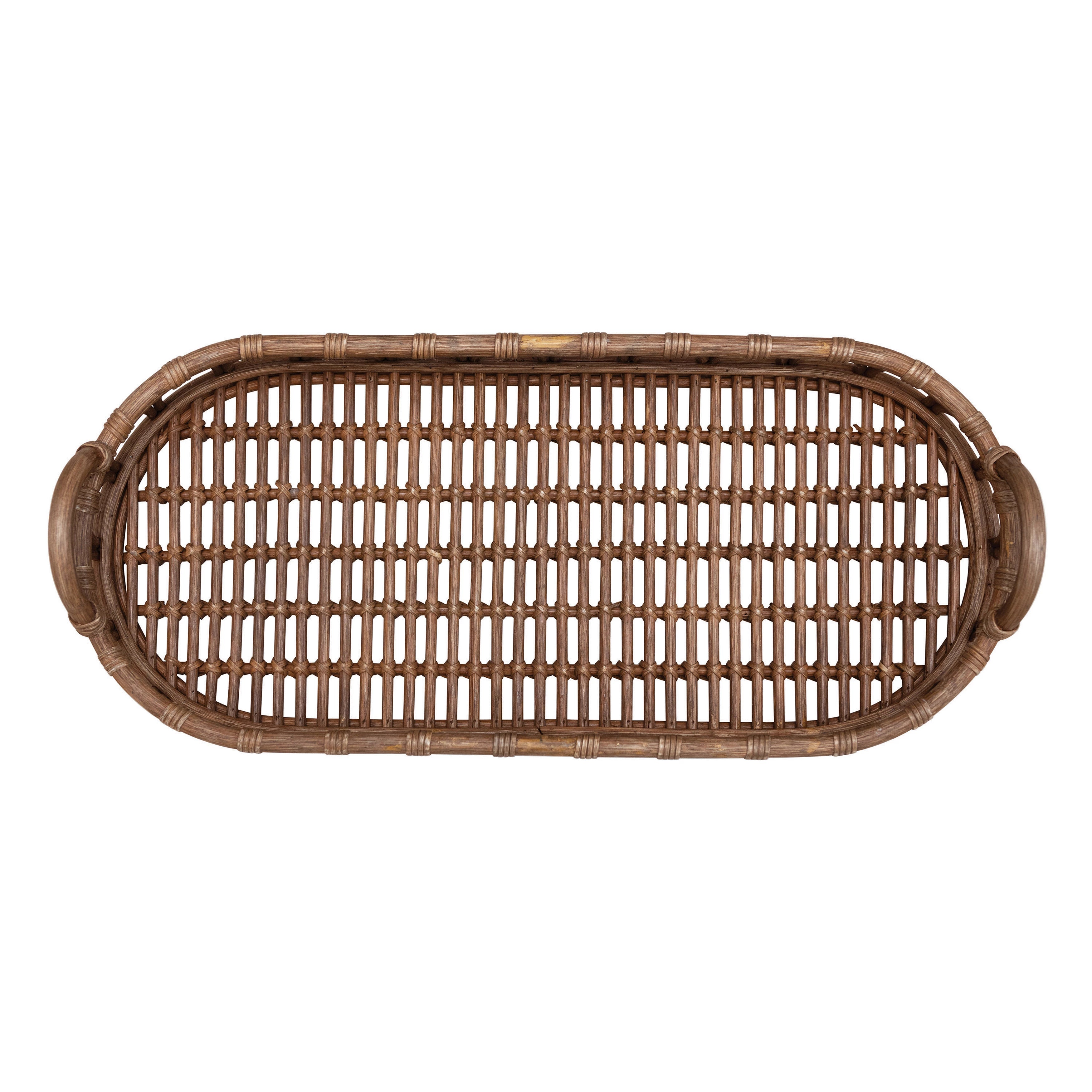 Hand-Woven Rattan Tray with Handles