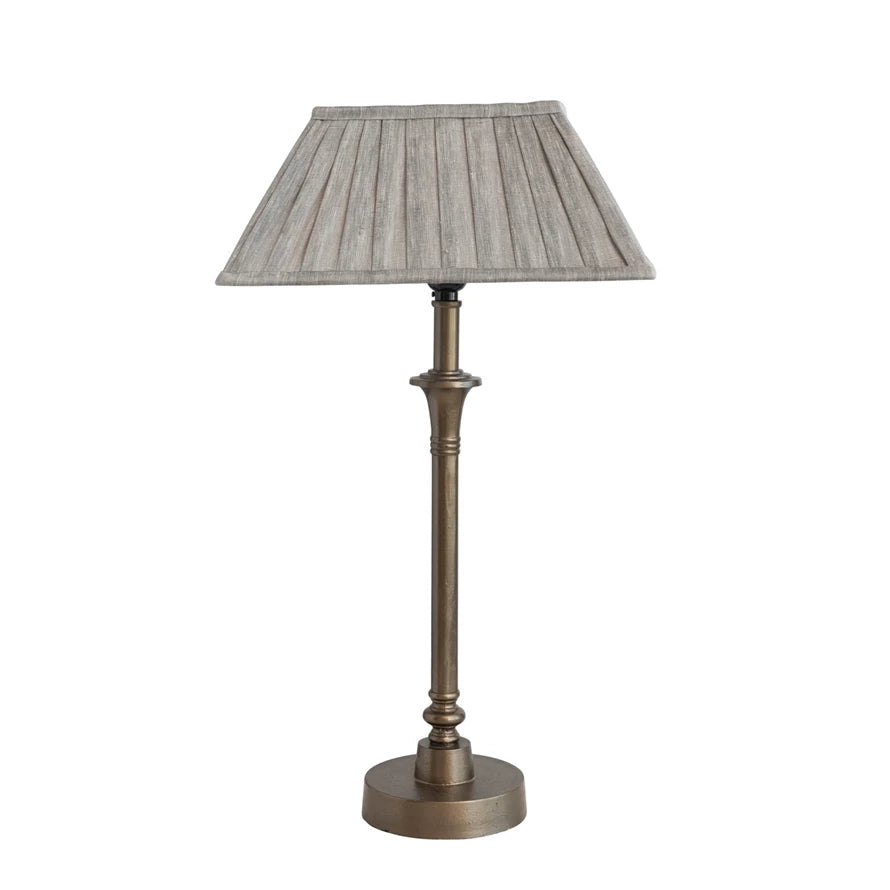 Metal Table Lamp With Pleated Linen Shade