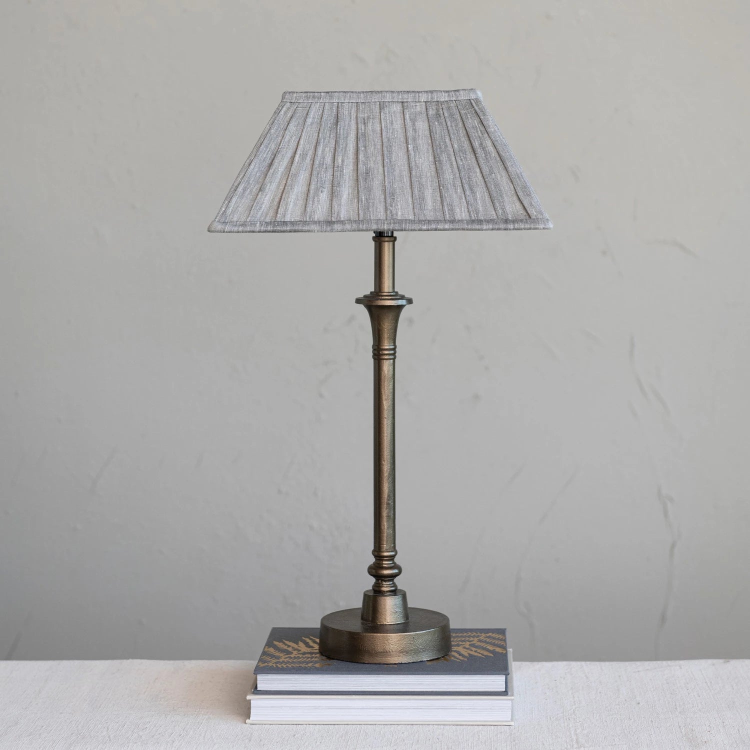 Metal Table Lamp With Pleated Linen Shade