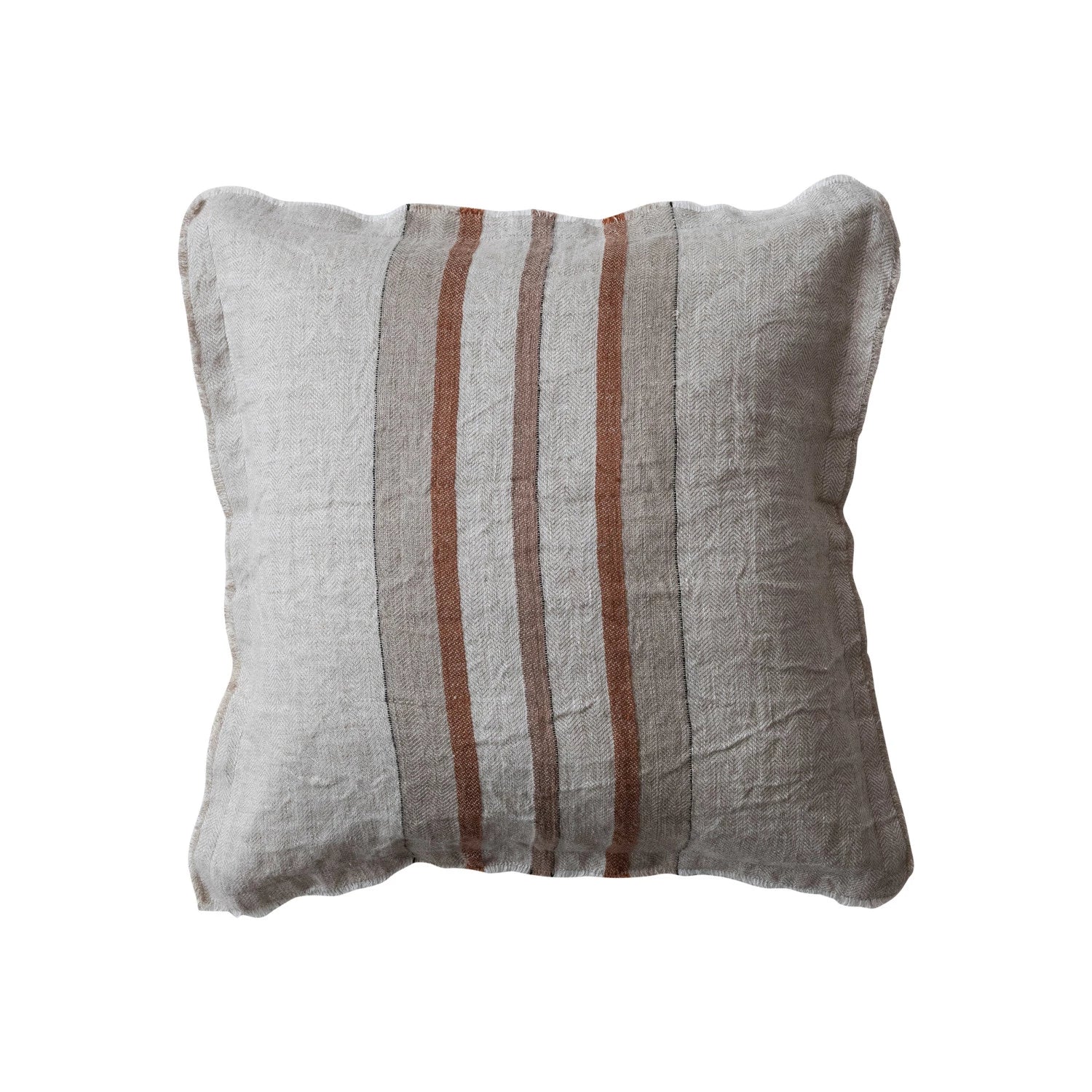 Woven Linen Pillow With Stripes