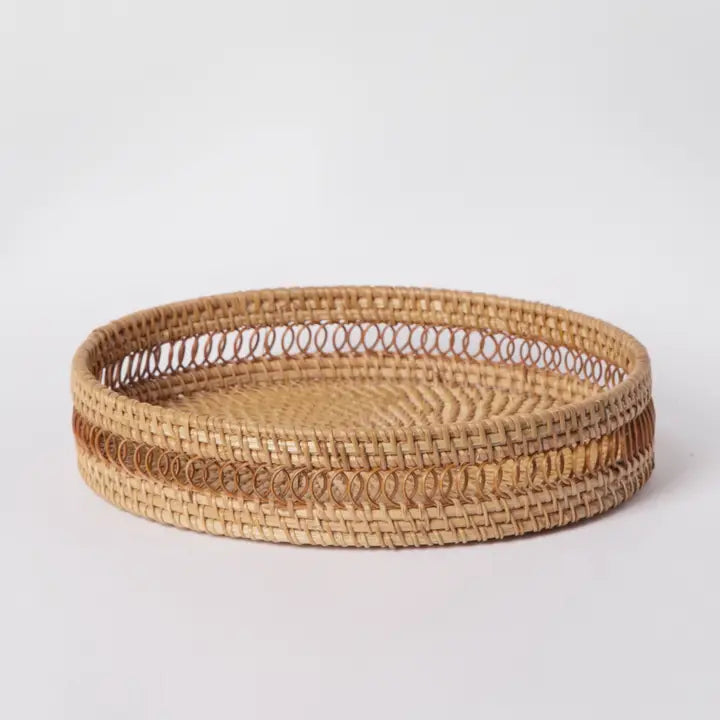 Round Spiral Rattan Tray