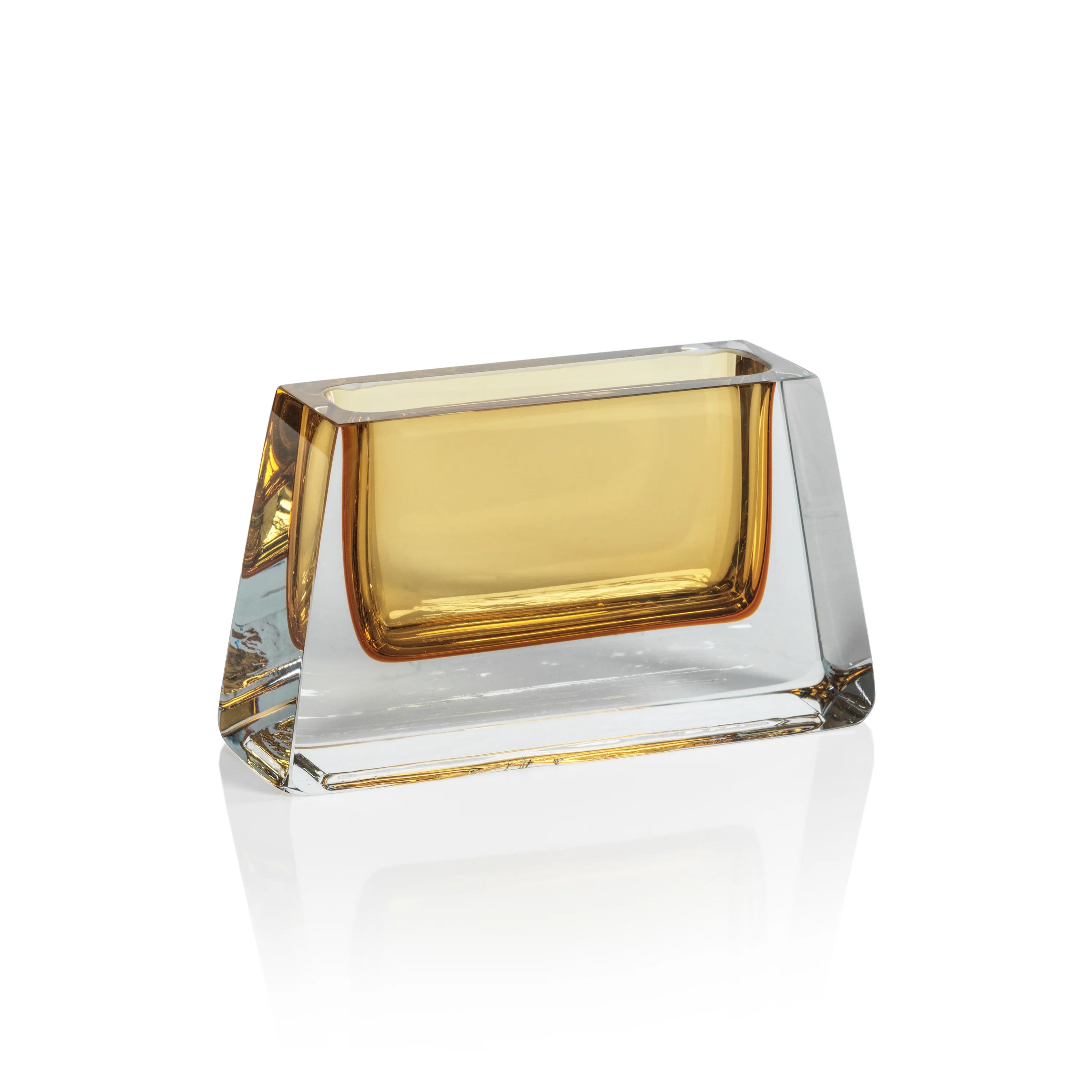 Corinthia Polished Glass Vase Amber Rectangular