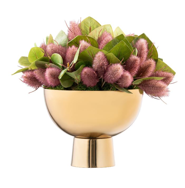 DH Gold Pedestal Purple Leaf Floral