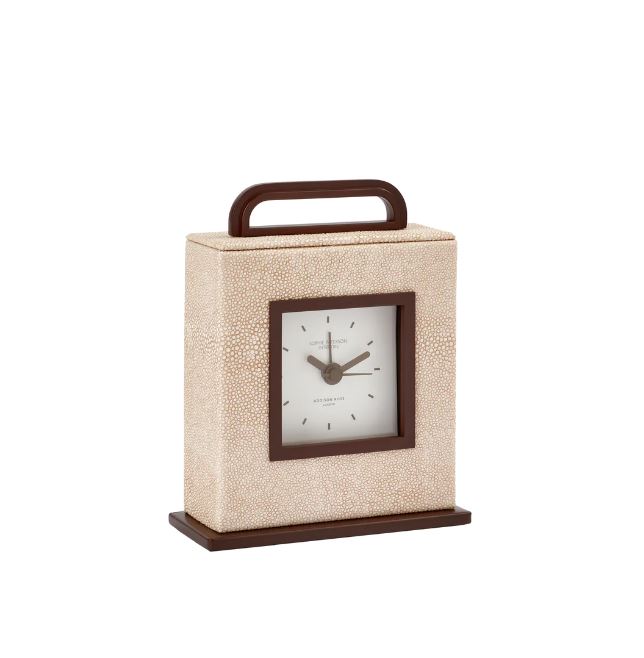 Addison Ross Ecru Faux Shagreen Carriage Clock