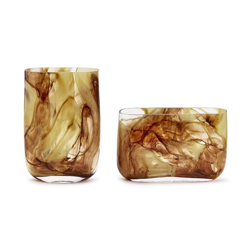 Swirl Hand Blown Glass Vase Set Of 2