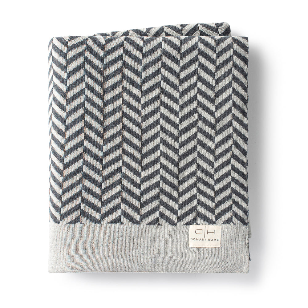 DH Zima Herringbone Throw Gray