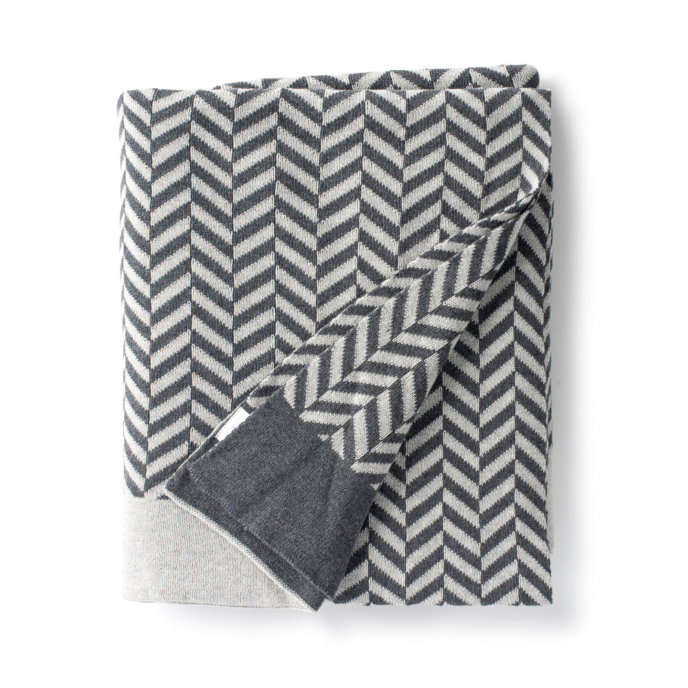 DH Zima Herringbone Throw Gray