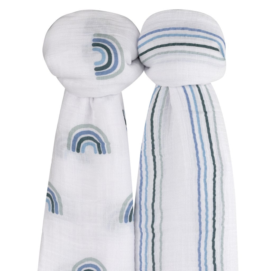 Blue Rainbow Swaddle Set