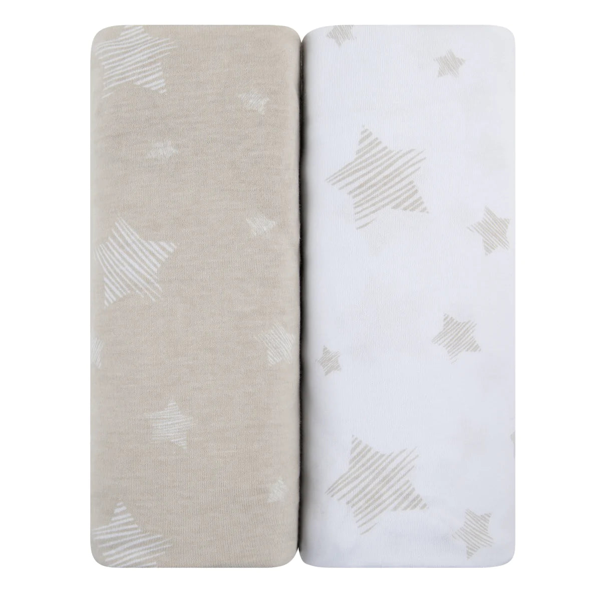 Tan Drawn Star Crib Sheet Set