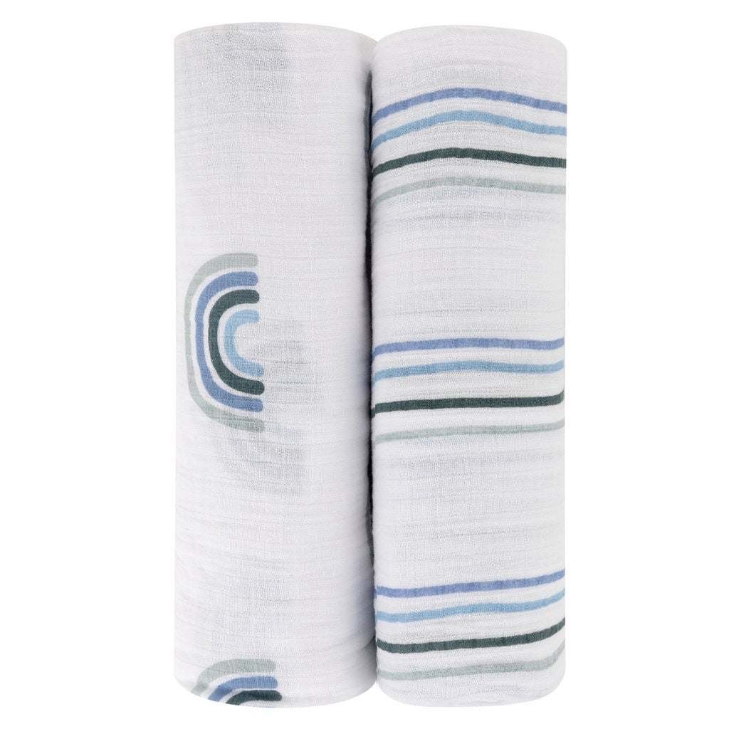 Blue Rainbow Swaddle Set