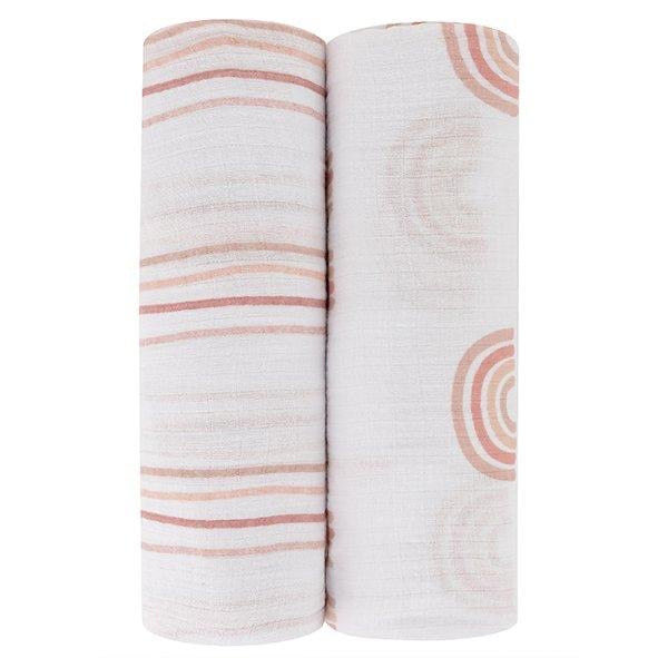 Pink Rainbow Swaddle Set