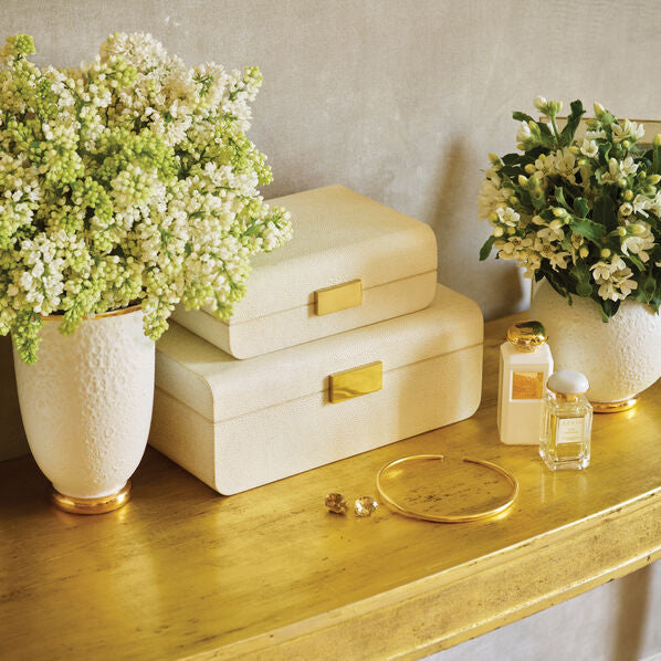 Aerin Shagreen Cream Jewelry Box