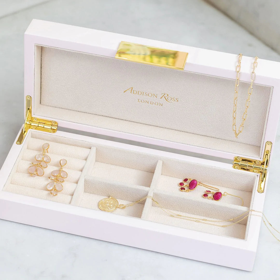 White Lacquer Jewelry Box With Gold Clasp