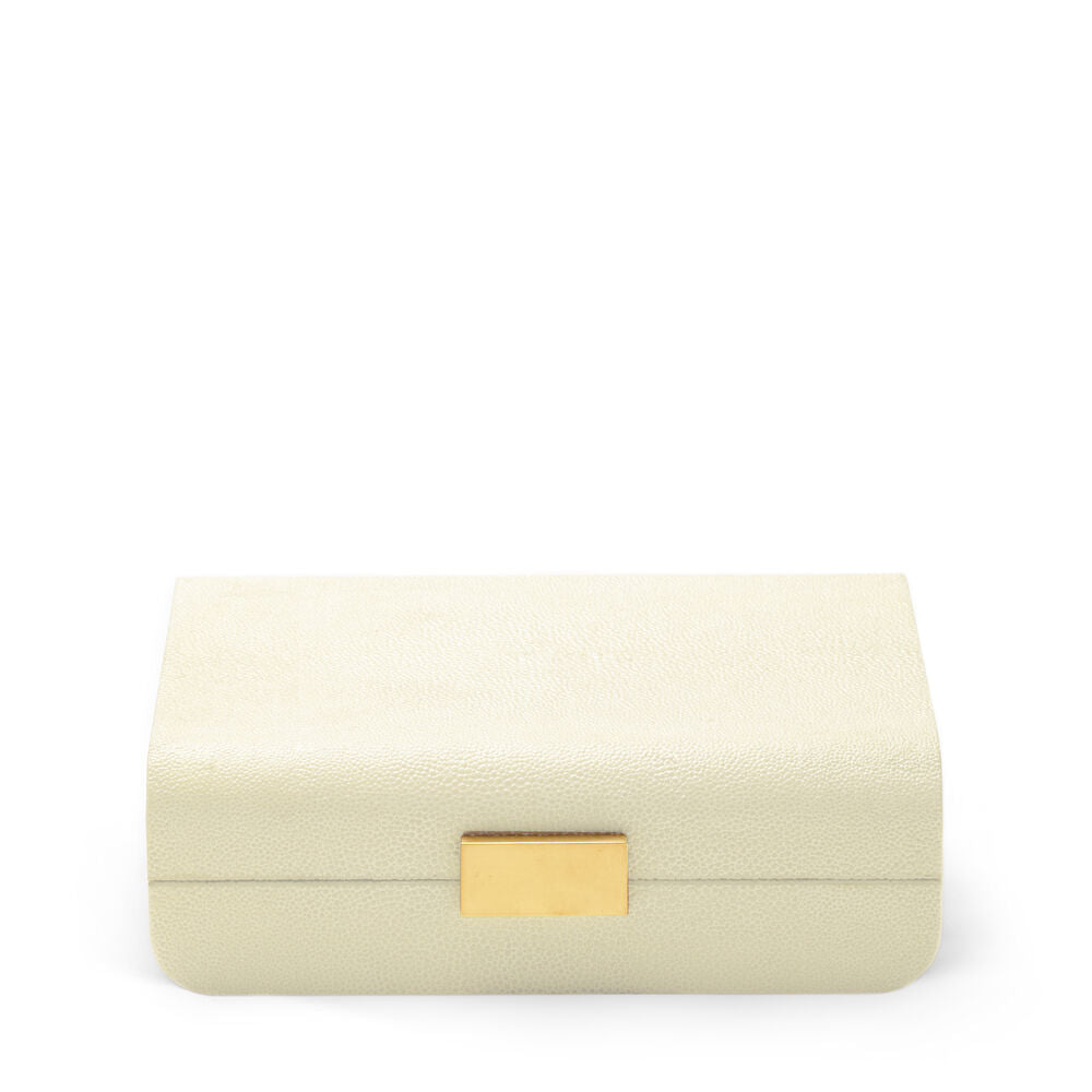 Aerin Shagreen Cream Jewelry Box