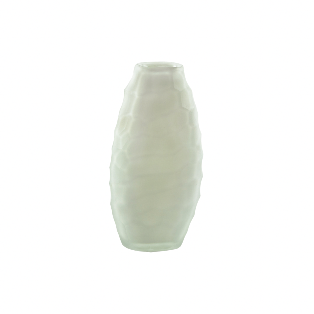 White Hammered Glass Vase