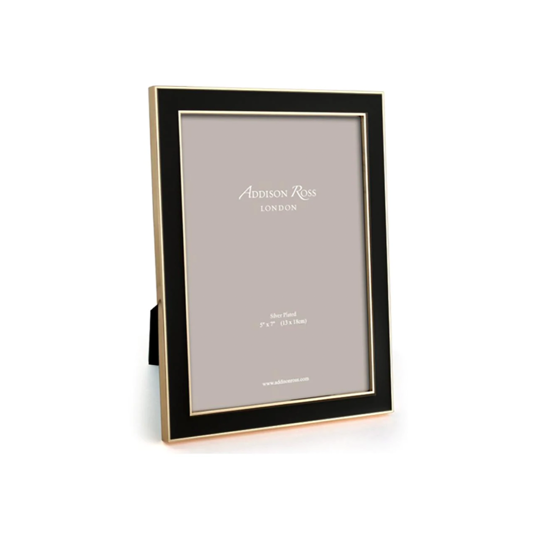 Black Enamel Gold Trim Photo Frame