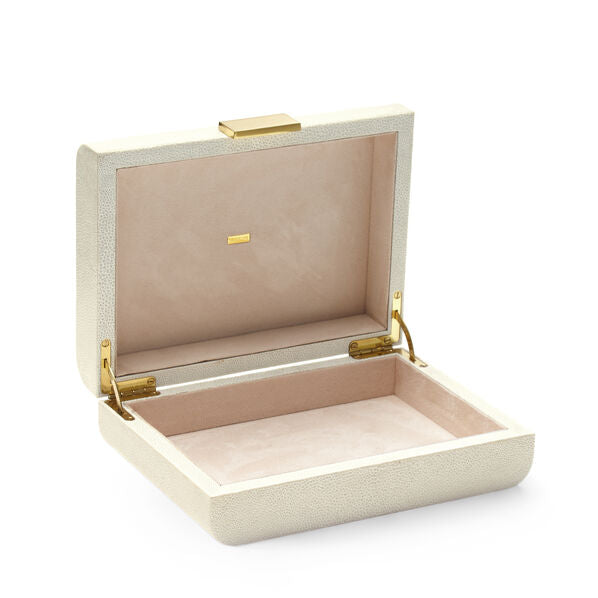 Aerin Shagreen Cream Jewelry Box