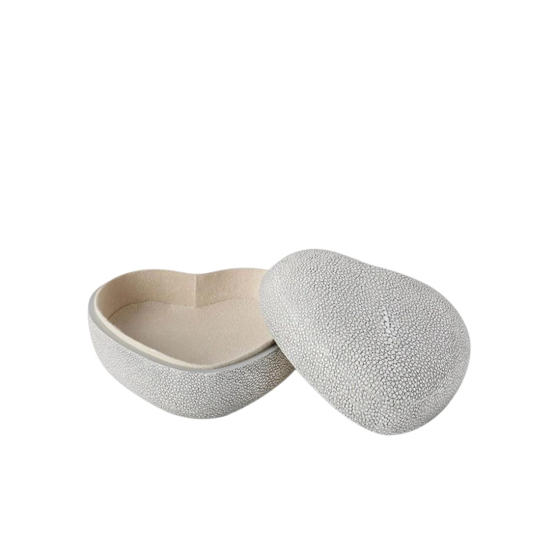 Aerin Dove Shagreen Heart Box