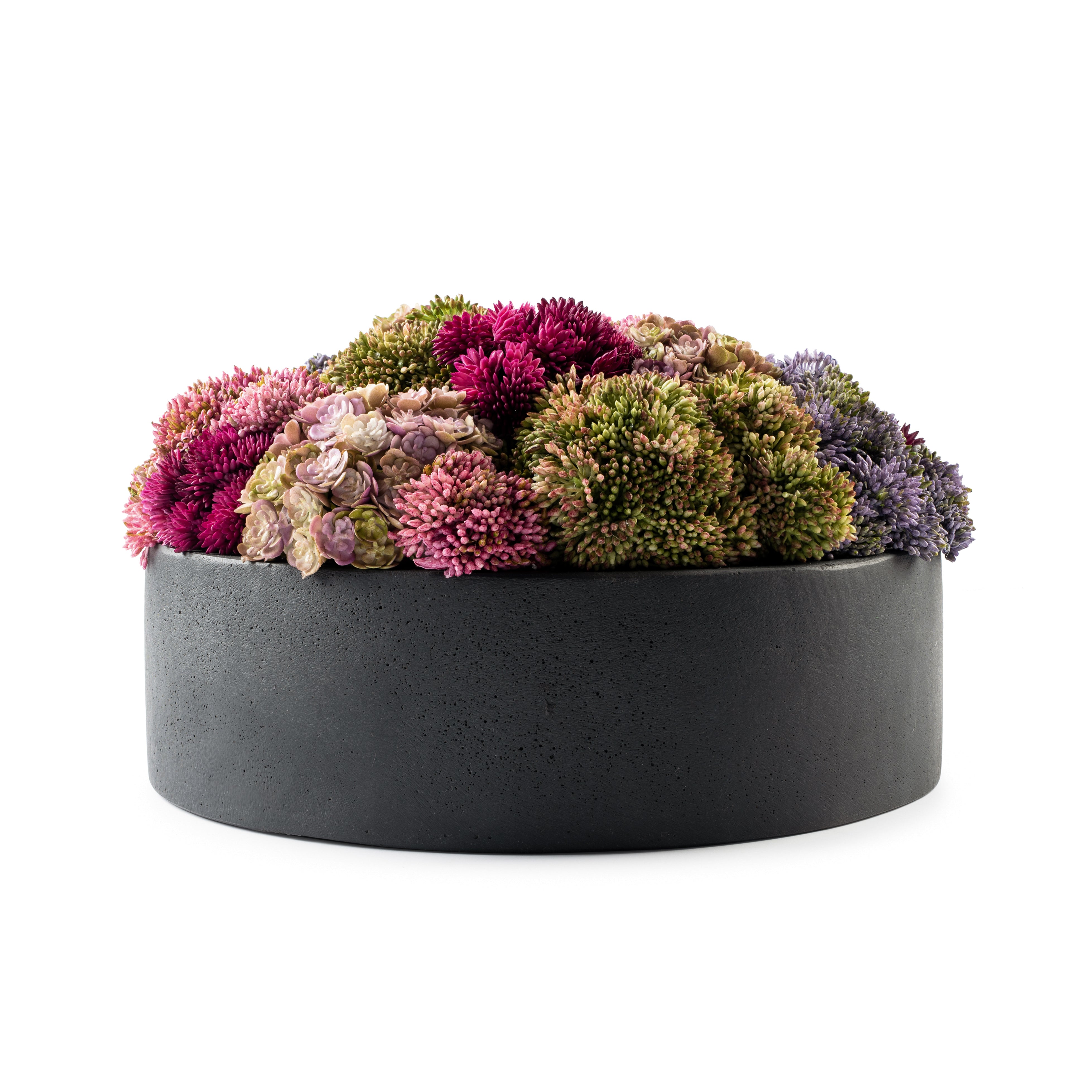 DH Floral Black Round Pot